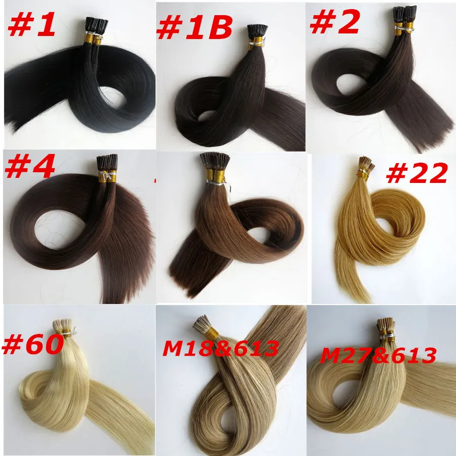 Pre bonded I Tip brazilian human Hair Extensions 100g 100Strands 18 20 22 24inch Straight Indian hair products more colors