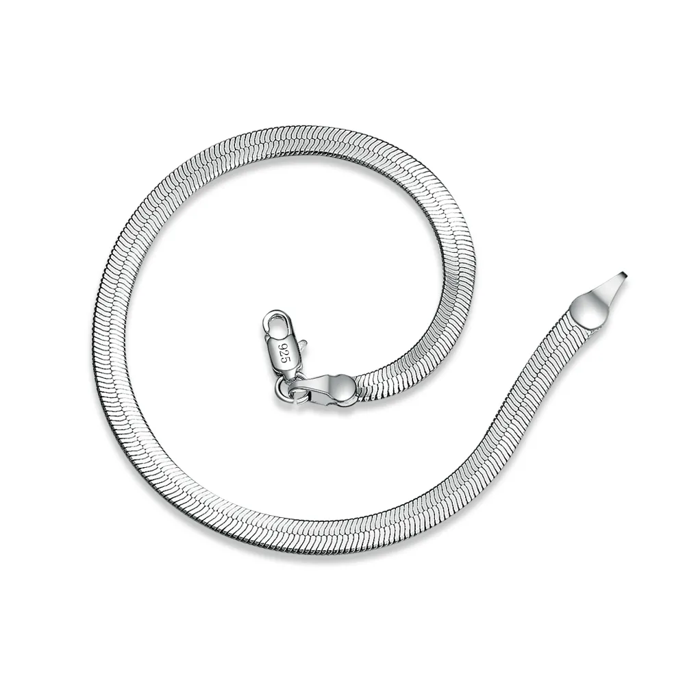 Top or argent 6MM Bracelet chaîne de lame chaîne de serpent plat Bracelet argent 20 pièces pas cher 1818264c