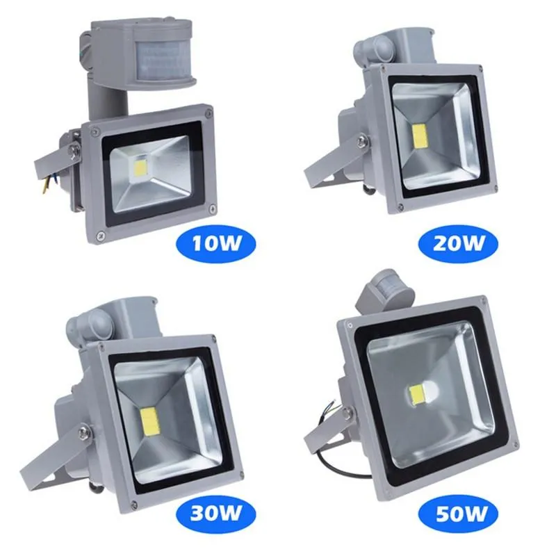 PIR Kızılötesi Hareket Sensörü led ışıklandırmalı 110-265 V 10 W 20 W 30 W 50 W COB IP65 Bahçe için led Sel Işık led spotlight açık