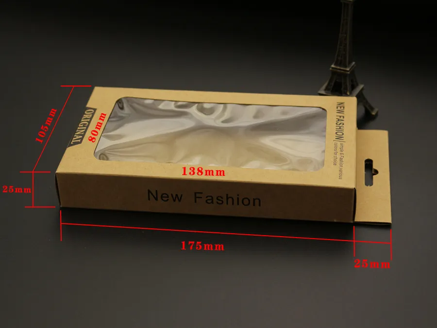 Einfache Einzelhandelsverpackung aus braunem Kraftpapier mit Einsatz für Handyhülle iPhone 5S 4S 6S PLUS Samsung Galaxy S4 S5 S6 Edge Note 2 3 4