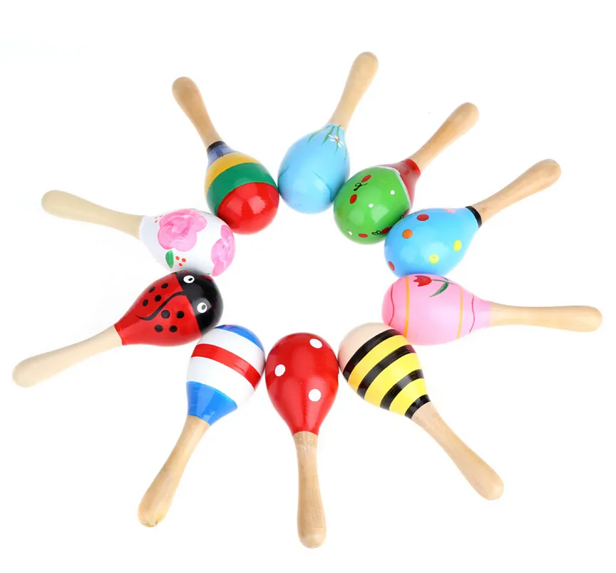 Färgglada Baby Toy Trä Maracas Egg Shakers Musical Toy Baby Rattle Early Educational Toy Hand Trainning Bästa Kid Leksaker Gratis Frakt