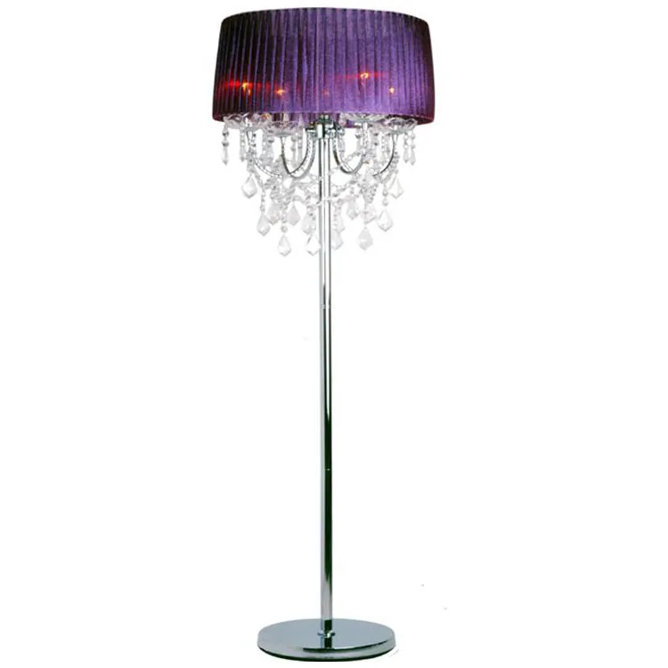 Modern Crystal Living Room Floor Lamp European Fabric Lampshade Glass Fabric Hanging Bedroom Bedsides Stand Lighting Fixtures3066