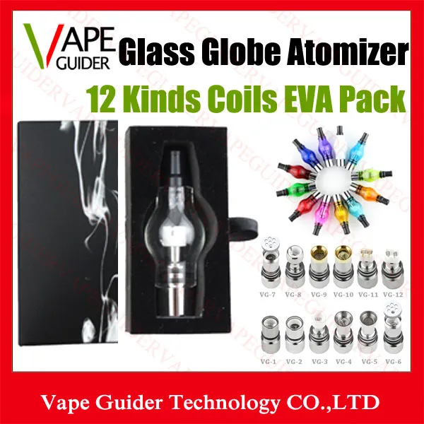 Dual Coil Wax Dry Herb Atomizer Glass Globe Ego Wax Vaporizer Tank