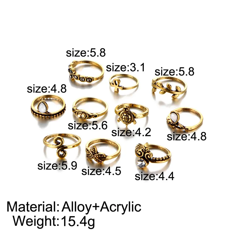 Gold Color Flower Midi Rings Sets for Women Silver Color Boho Beach Vintage Turkish Punk Elephant finger Knuckle Ring Jewelry