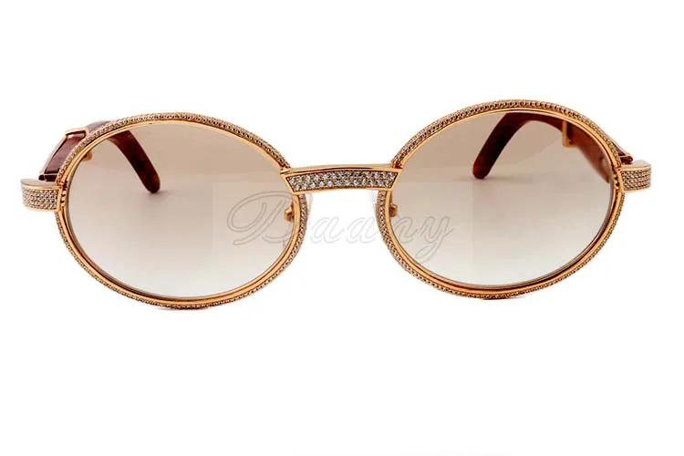 natural wood full frame diamond glasses 7550178 high quality sunglasses the entire frame is wrapped in diamonds Size: 55-22-135mm