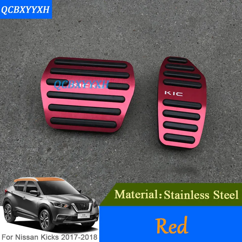 Qcbxyyxh 2st Car Styling för Nissan Kicks 2017 2018 Rostfritt Stål Bilpedal Broms Dead Pedal Cover Auto DecorationAccessories