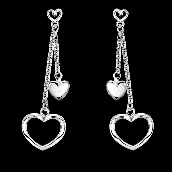 Brand new sterling silver plate Straight heart-shaped серьги DFMSE651, женские 925 серебряные мотаться люстра серьги 10 пар много завод