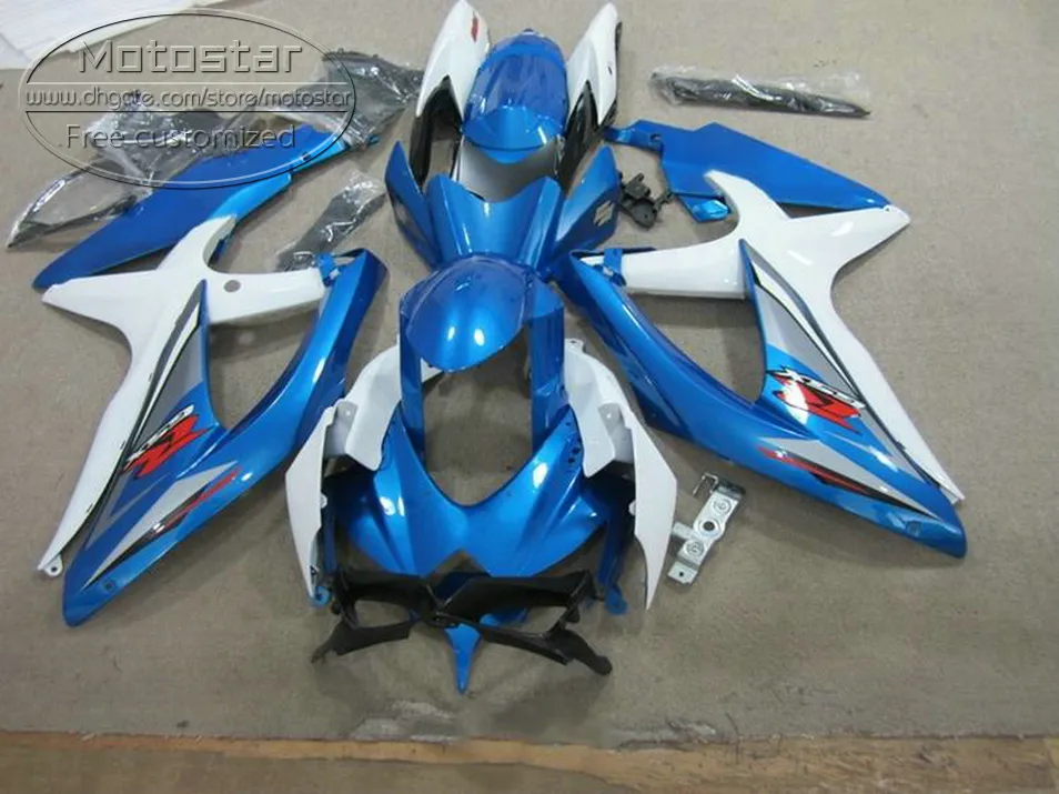 Nya eftermarknadsdelar för SUZUKI GSX-R750 GSX-R600 2008 2009 2010 Vitblå Svart Fairings K8 K9 GSXR600 / 750 08-10 Fairing Kit KS83