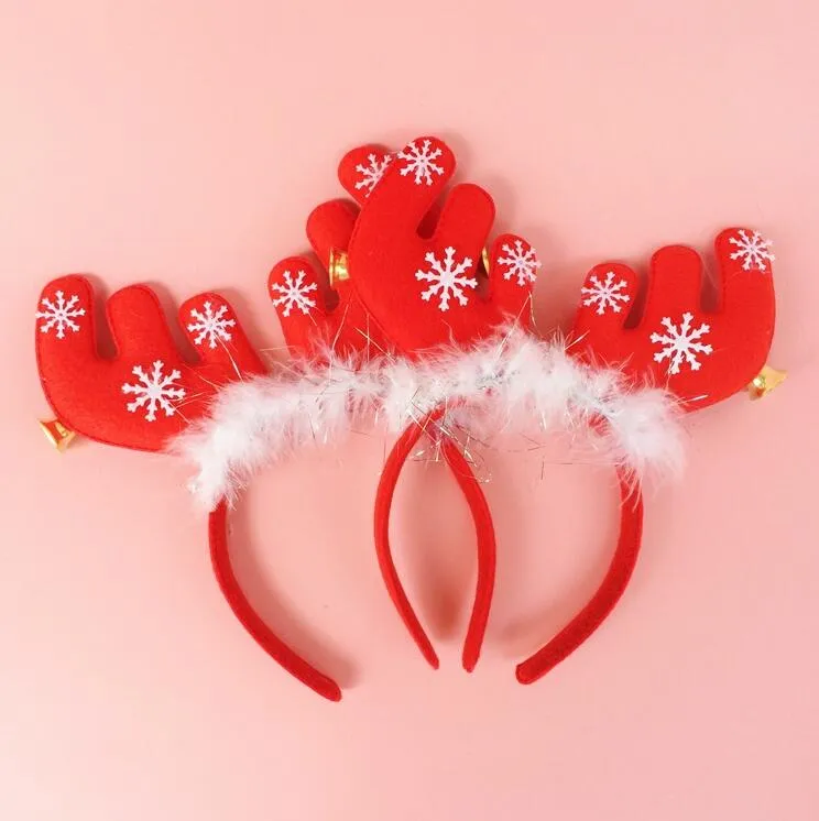 Bois de Noël oreilles avec cloches tête cerceau fermoir bandeau cheveux bandeau étudiants cadeau de Noël décorations de cerceau de cheveux livraison gratuite CH01003