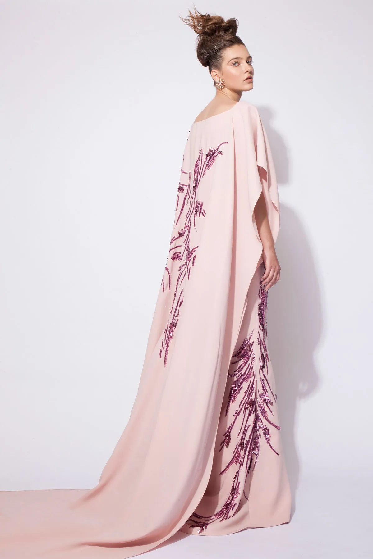 Elegant Chiffon Flower Equin Aftonklänningar Pink Formell klänning Lång längd Azzi och Osta 2016 Prom Dress Arabic Middle Eastern STY4658963