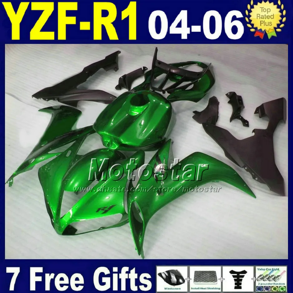 YAMAHA 2004 2005 2006 R1 페어링 키트 회색 녹색 사출 금형 YZFR1 yzf r1 04 05 06 정면 도로 오토바이 바디 키트