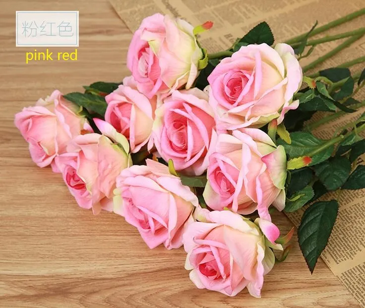 Seda rosa Flores Artificiais Real como Rose Flores para casa decorações para Festa de Casamento sala de Aniversário 8 cores para escolher HR009