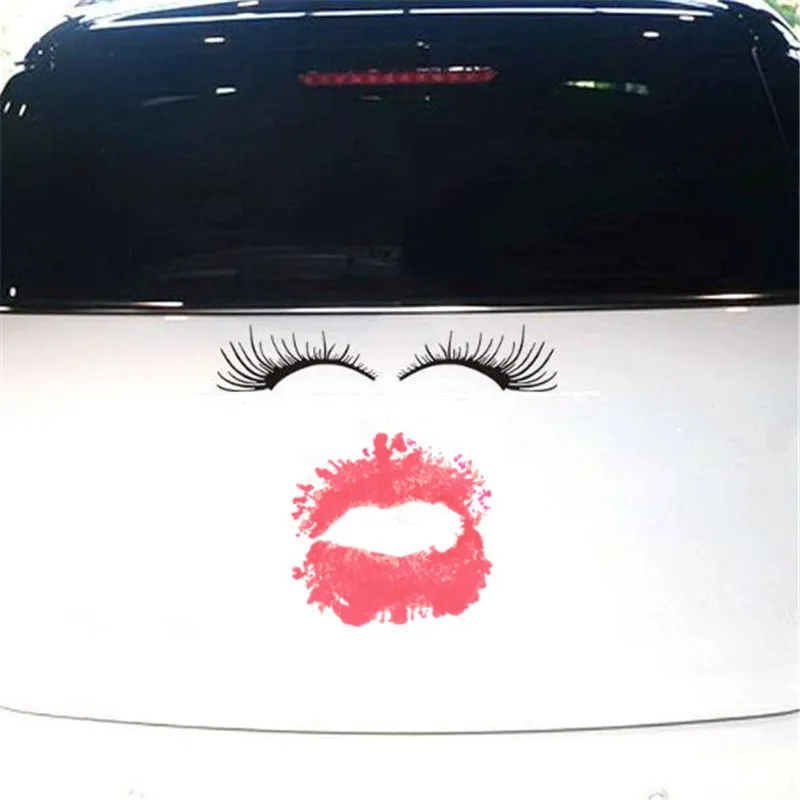 Hurtownie Reflektor Samochodowy Naklejka Czarowne Naklejki Car Body Black False Eyelashes Car Eye Lash Naklejki ATP240