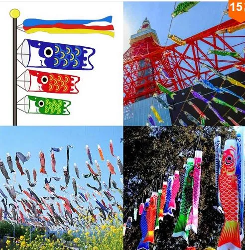 Koinobori Koi Nobori Carp Windsocks Stelle filanti Pesce colorato Bandiera Decorazione Med Fish Kite Flag Hanging Wall Decor 40cm 55cm 70cm 100cm 150cm