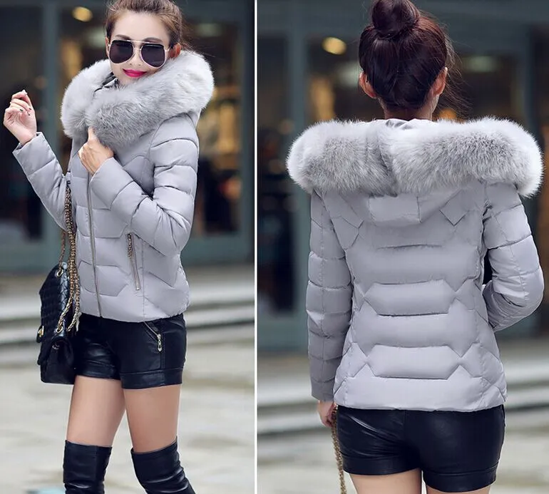 Wholesale-winter jacket women down coat womens down jackets hiver cotton jacket female cotton-padded coat Winter Large Fur Collor XXL