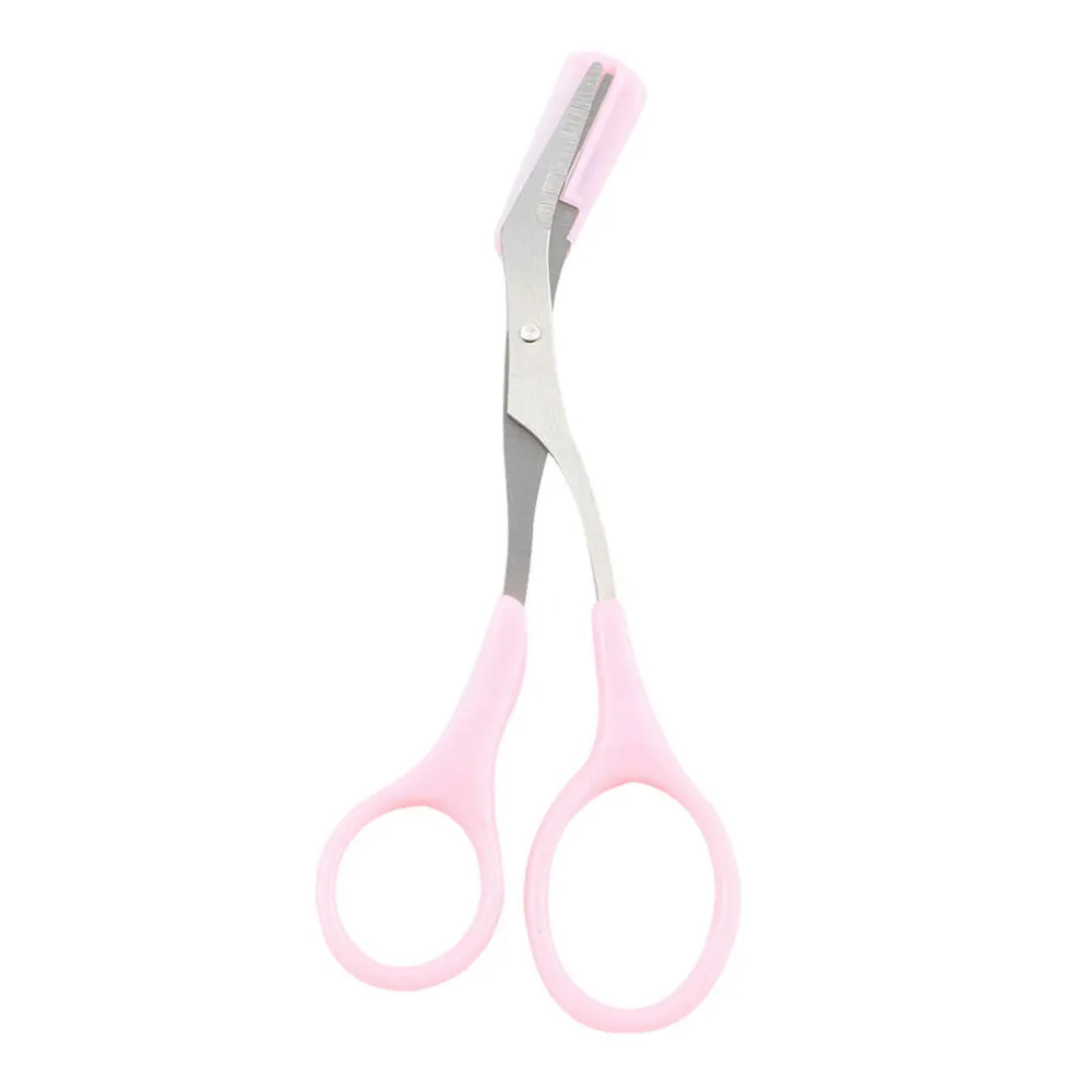 Girl Lady Signora del sopracciglio ciglia diradamento ciglio ciglia a pettine Clips Scissori che modellano il sopracciglio la cura del sopracciglia Strumento cosmetico Pink4175359