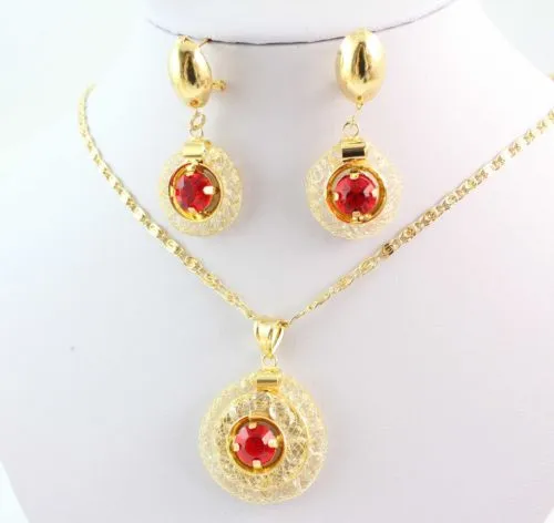 Fashion 18K Gold Plated Necklace Bracelet Earring Ring Crystal Wedding Bridal Jewelry Sets214o