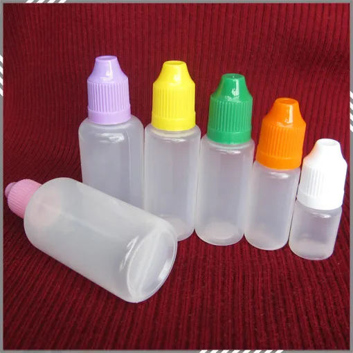 Needle Bottle 5ml 10ml 15ml 20ml 30ml 50ml Soft Dropper bottles CHILD Proof Caps Store most liquid E Vapor Cig Liquid DHL Free