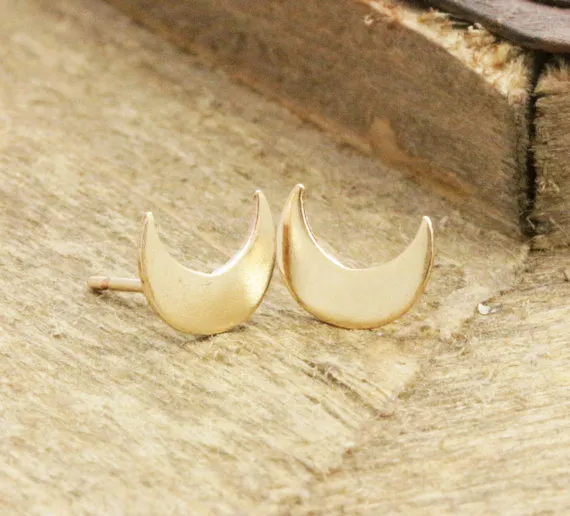 Gold Silver Cute Crescent Moon Stud Earrings Simple Tiny Half Moon Earrings Jewelry for Women