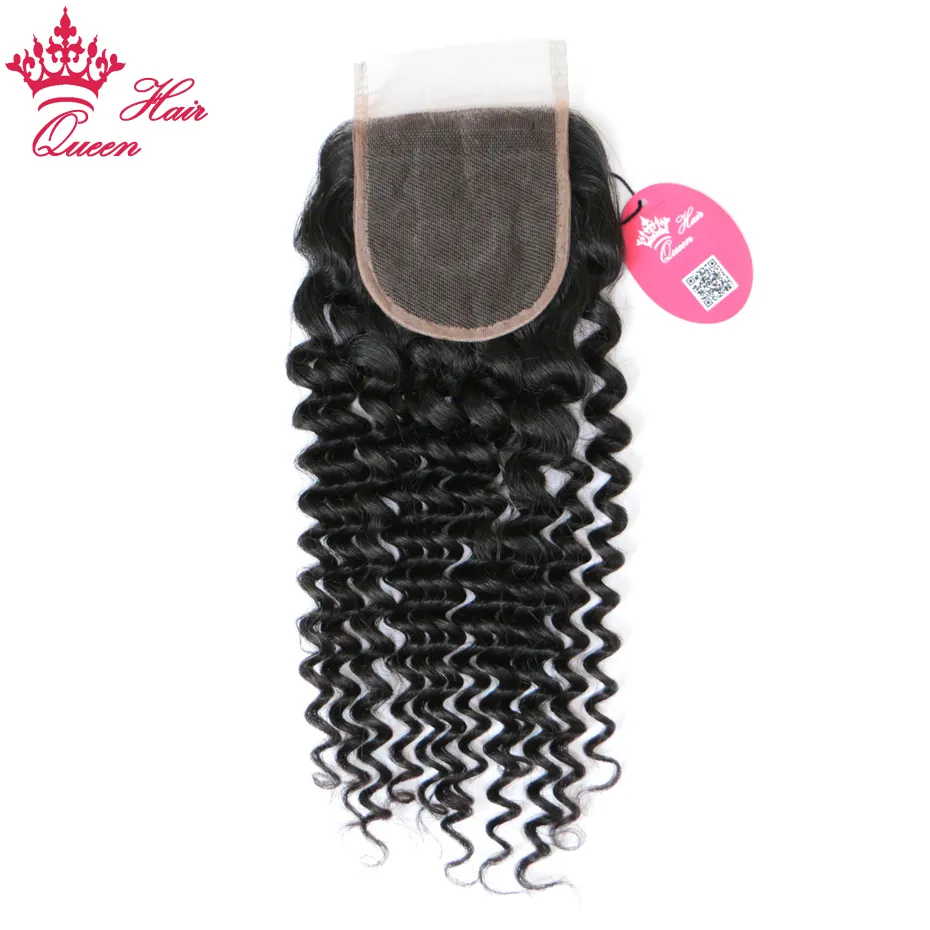 Queen Hair 100 Brazylijskie dziewicze ludzkie włosy 4x4 cala Część koronkowa zamknięcie 1020 cala głębokie kręcone splot 8A DHL FAST 8862447