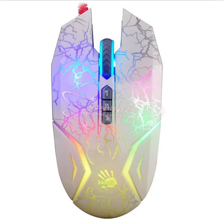 4000 CPI Bloody N50 Neon Gaming Mouse World Fastest Key Response Light Strick Gaming Mice Infrared-Micro-Switch Mouse344G
