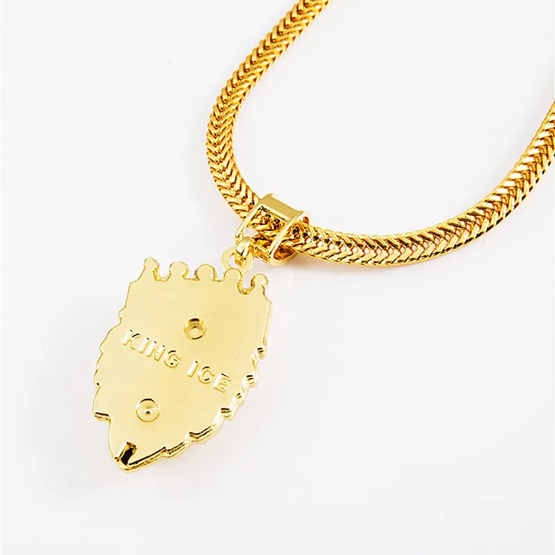 Hip Hop Lion Crown Kristall Strass und Kopf Gesicht Anhänger 18k Gold plattiert Kette Halskette Hipster Street Tanz Hiphop Fein Schmuck Männer Frauen Frauen