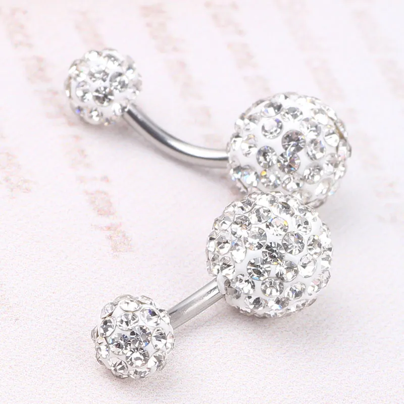 Belly Button Ring B03 Clear Color lot 610 мм Shamballa Body Piercing Piercing Piercing может быть серьгами из нержавеющей стали с Cry3284644