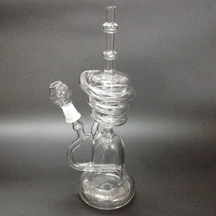 bongs water pipes Recycler hookahs spiral tall recycler rig with inline perc rig glass new glass bongs for smoking glass pipes