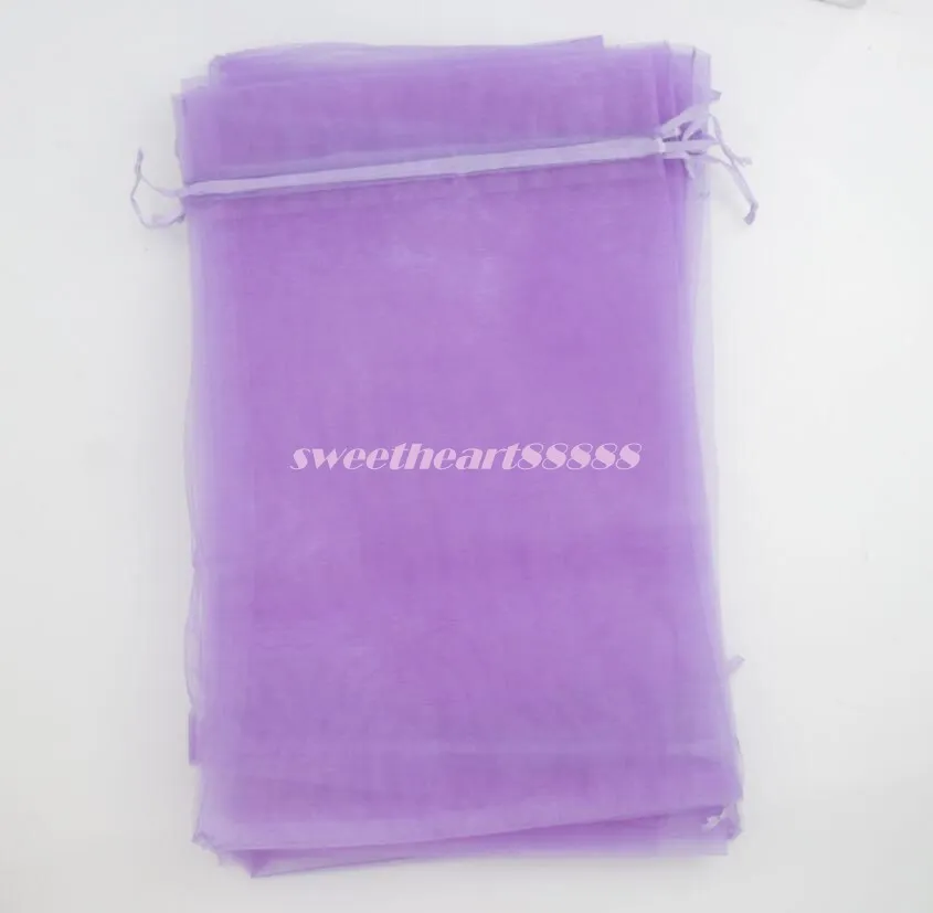 Organza Bag Jewelry Gift Pouches Väskor för bröllop gynnar 100st 4SIZES Lavender 7x9cm 9x12cm 13x18cm 20x30cm254j