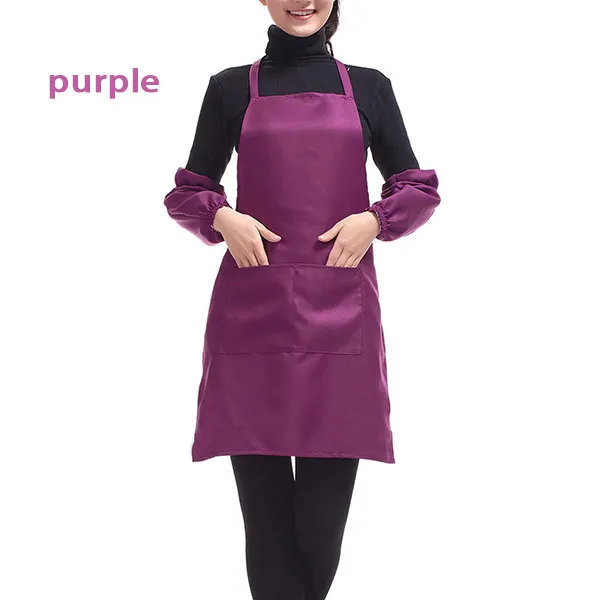 Vanligt förkläde med framficka kök matlagning servitris server förkläde pinafore polyester trädgård förkläde för tjej kvinnor