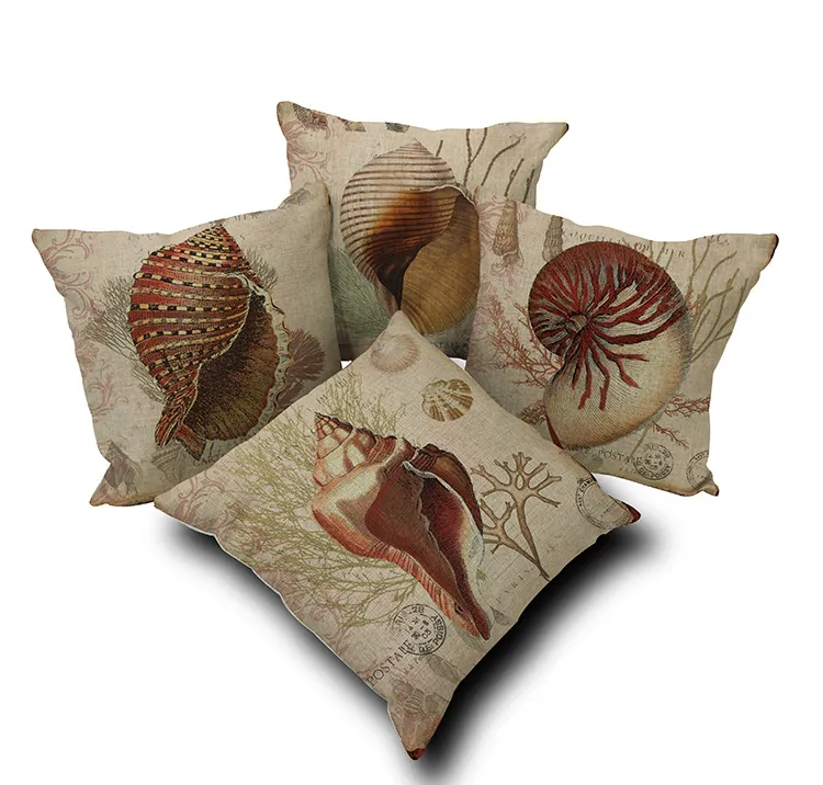 vintage fundas cojines sofa seat cushion cover sea shell throw pillow case print ocean cojines nautical pattern almofadas3287754