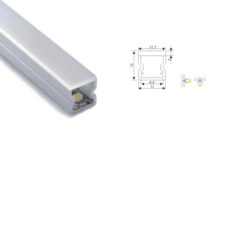 100 x 1m Sats / Lot Ultra Slim LED Aluminiumprofil och IP44 Frosted Alu Channel LED för mark- eller golvljus