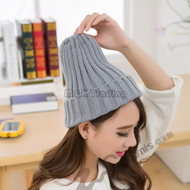 Корейский модный простых женщин Beanie Cap повседневная черепные колпачки вязаная шапка мода милые красочные мягкие шапки 20 шт. / Лот