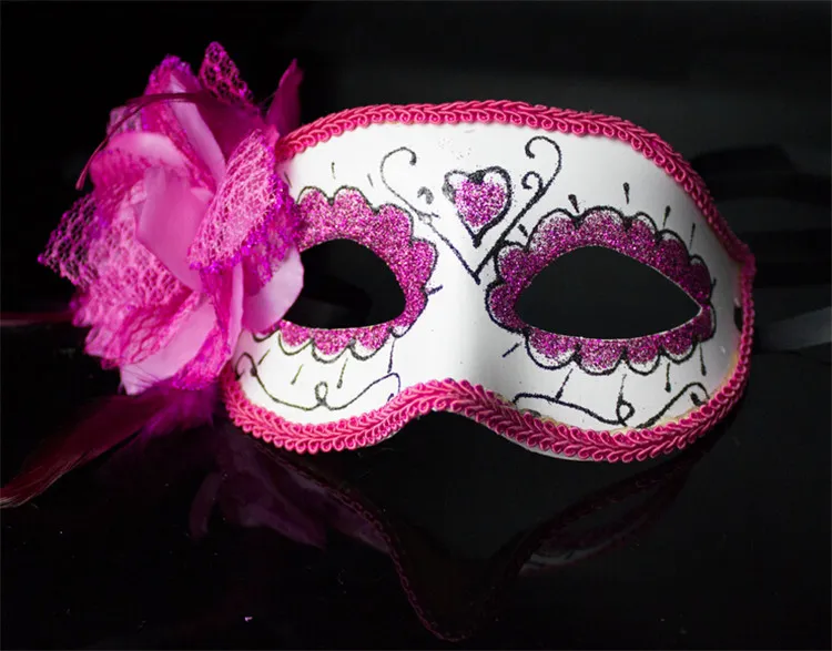 2015 Nya Halloween rekvisita laterala blommor mask mix masquerade boll catwalk prinsessan klänning tog blommor parti masker halv ansiktsmasker