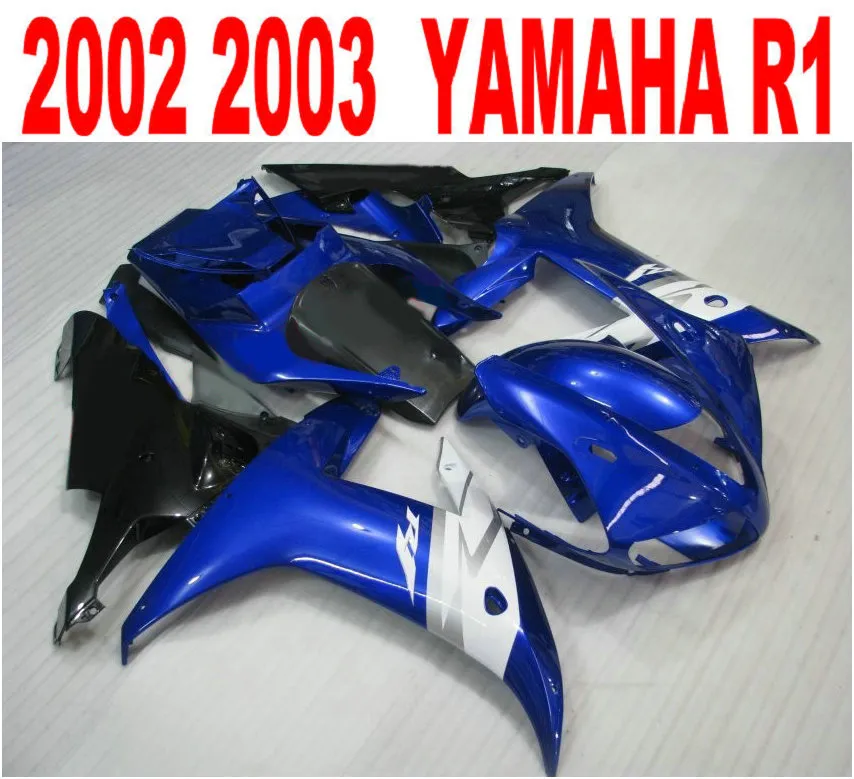 Personalizar kit de carenagens de injeção para YAMAHA R1 02 03 conjuntos de carroçaria yzf r1 2002 2003 peças motobike preto branco azul LQ43