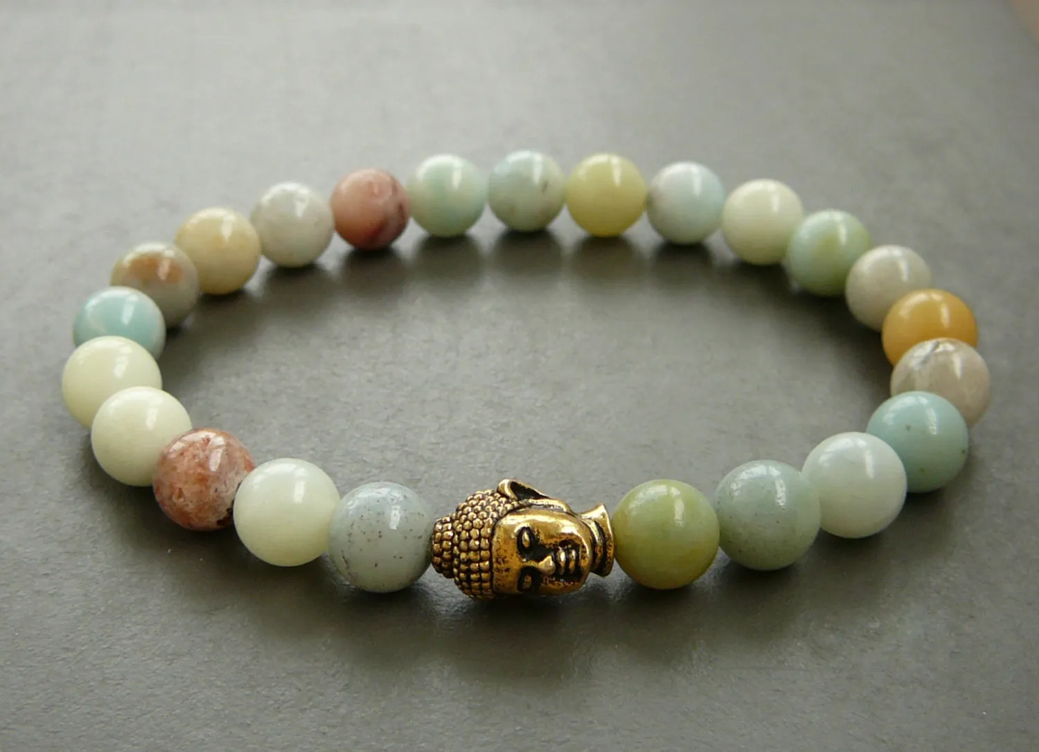 SN0244 Buddha Amazoniet Armband Meditatie Stretch Bracelet Yoga Sieraden Healing Boeddhistische armband Gift voor haar gratis verzending