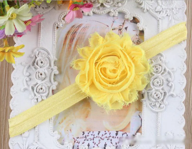 Top Shabby Flower Hair Band Barn Chiffon Head Ring Chic Baby Headband Skinny Elastic Head Band Girls Headband Hair Tillbehör 