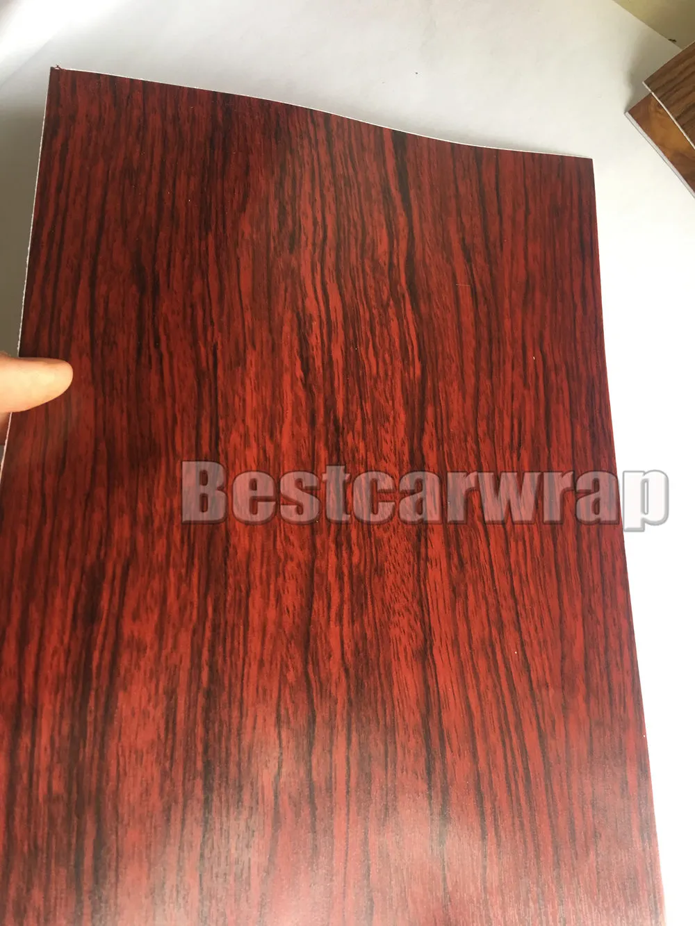 Red Wood Texture Woodgrain Vinyl Wrap With Air Release / Bubble Free For Car Interior Covering Laptop skin Car stickers Size:1.52*20M/Roll