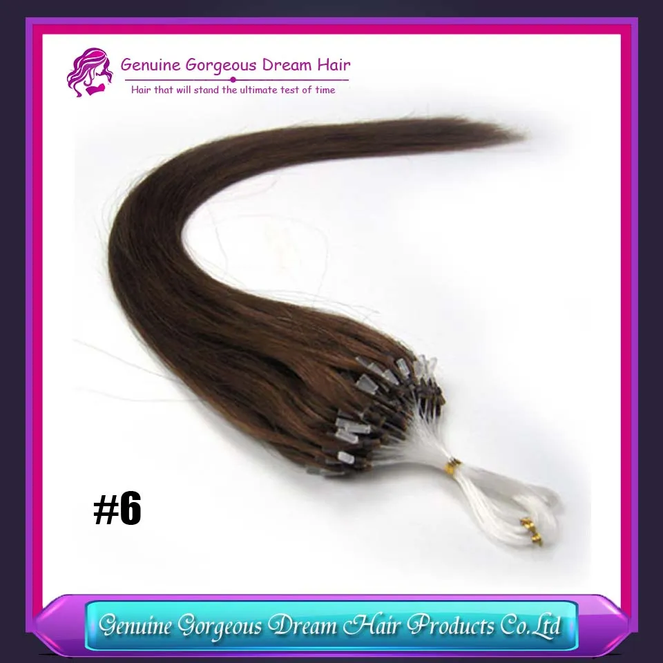 16–24 Zoll brasilianisches Echthaar, Loop-Mikroring-Haarverlängerungen #1#2#4 und blondes Haar, glattes Haar, 0,5 g Strähne, 100er-Packung