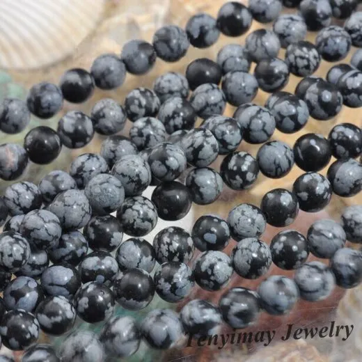 Snöflinga Obsidian Pärlor 8mm Smycken Lösa pärlor 5 Strands Partihandel Gratis frakt
