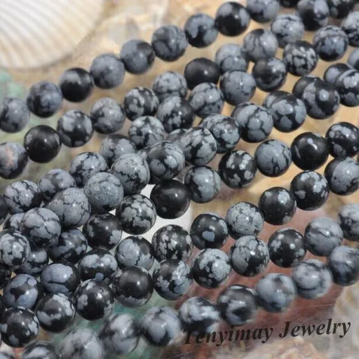 Snowflake Obsidian Koraliki 8mm Biżuteria Luźne Koraliki 5 Strands Hurtownie Darmowa Wysyłka