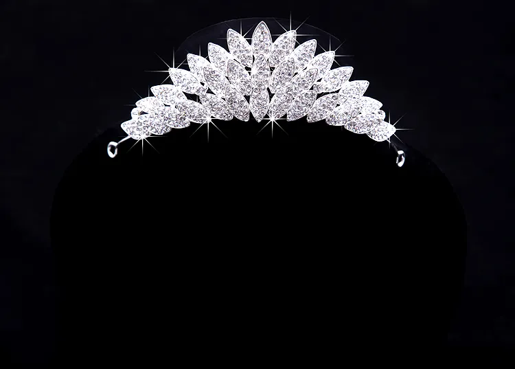 Luxo frisado frisado bridal tiara colar brincos jóias 3 conjuntos acessórios de casamento para festa noturna de casamento
