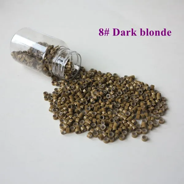  /bottle  4.5mm*2.5mm*2.5mm Blonde Micro Tubes with Silicone Micro Links Micro Tubes Micro Rings for Hair Extensions