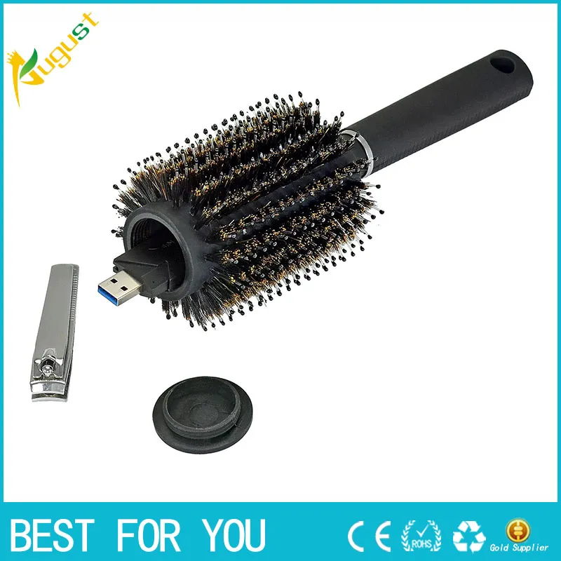 New Hot Hair Brush Stash Preto Diversão Seguro Segurança Segurança Hairbrush HairBrush Oculto Recipiente Oco Para Caixa De Armazenamento Home
