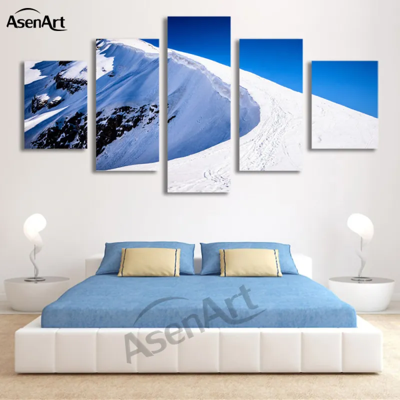 5 pannelli di neve paesaggio di montagna dipinto stampato su tela moderna decorazione della parete di casa soggiorno pronto essere appeso Dropshipping