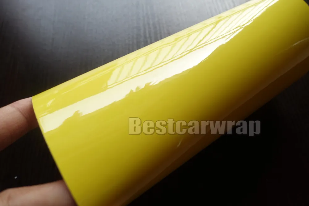 Involucro in vinile giallo limone ultra lucido 3 strati Pellicola auto Tiffany lucida con aria libera come 3 m 1080 Dimensioni: 1,52 * 20 M / rotolo