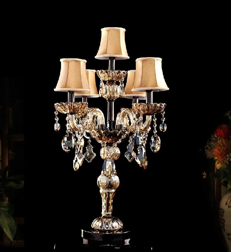 Lámpara de mesa de cristal con pantalla de tela candelabros vintage luz moda moderna sala de estar lámparas de mesa dormitorio lámpara de mesa lámpara de luz luces de escritorio