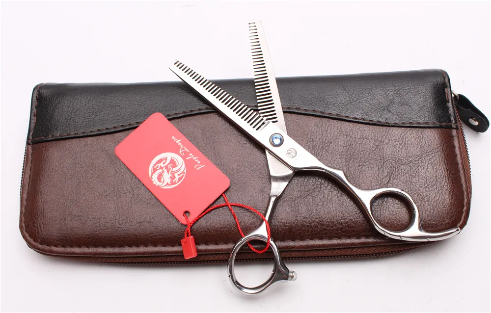 6quot 440C Purple Dragon High Quality Professional Human Hair Scissors Barbers039 Frisörssax Double Side Teeth 15 T8398269