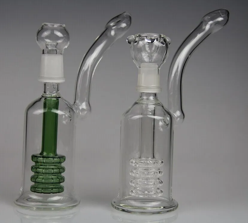 New glass bong Two functon New perk water pipe oil rig glass dab tobacco bong smoking pipe with dome nail free shipping