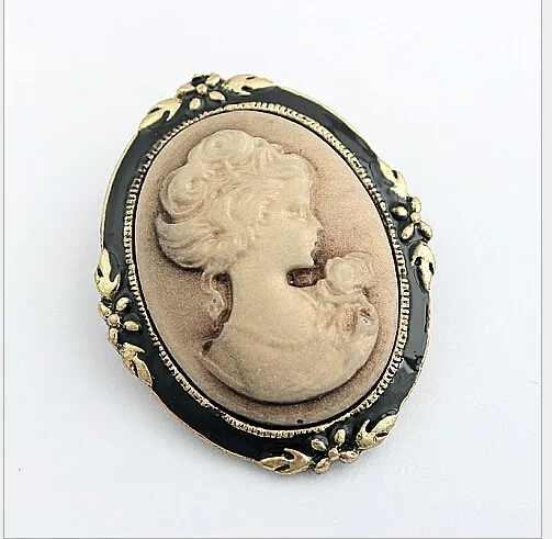 Ny Hot Selling Beauty Head Vintage Brosch Retro Cameo Individualitet Pin Brosch Collar Pin Retro Corsage Pin Y009